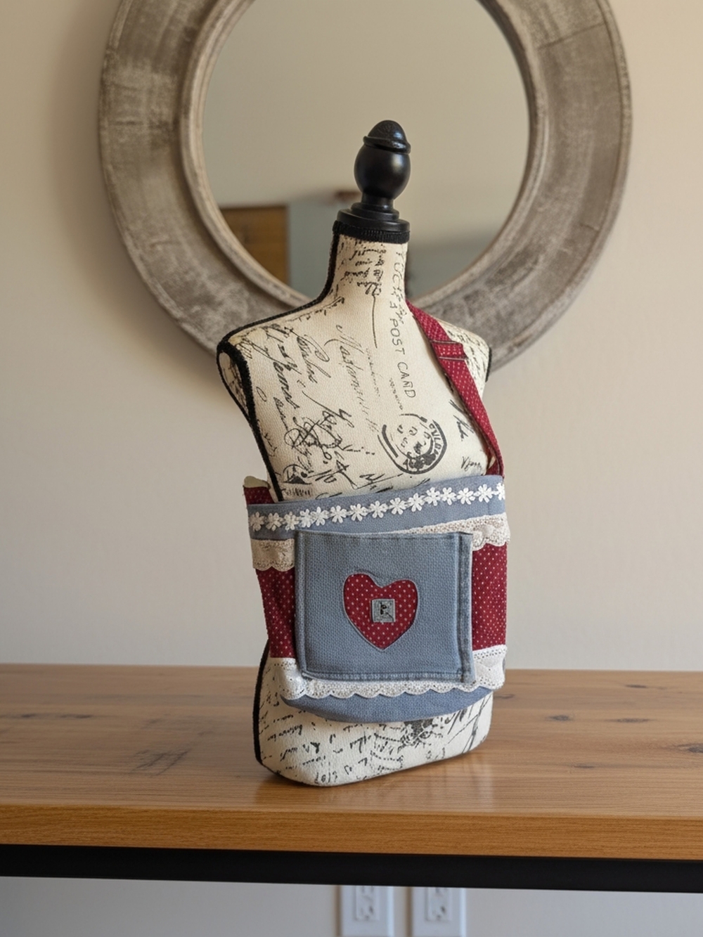 Handmade Red & Blue Heart Crossbody Bag